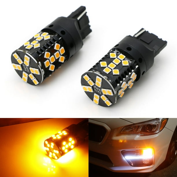 Ijdmtoy 2 No Hyper Flash 24w High Power Amber 7440 W21w T20 Led Replacement Bulbs For Car Front Or Rear Turn Signal Lights No Load Resistor Required Walmart Com Walmart Com