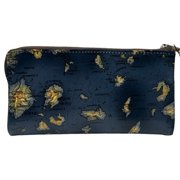 Patricia Nash Women's Leather Bifold RFID Wallet Greek Map Print Blue Tan