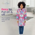 thumbnail image 4 of Rising Star Kids Robe Ages 3T-5T – Soft Plush Hooded Fleece Girls Bathrobe, Unicorn Design with Belt and Pockets, 4 of 7