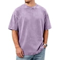 thumbnail image 2 of Oversized Tshirts For Men Vintage Short Sleeve Shirts Acid Wash Basic Tees,Purple 3XL, 2 of 6