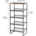 thumbnail image 3 of 5 Tiers Narrow Shoe Rack,Small Space Freestanding Shoe Storage Organizer with Brown Wooden Tabletop,Adjustable Metal Shelf Stackable Shoe Shelf for Entryway Hallway Living Room Closet, 3 of 4