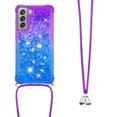 thumbnail image 3 of Funda para Samsung Galaxy S21 FE 5G Brillantina Líquida Divertida Reluciente y con Cristales en Movimiento Cuerpo Cruzado con Cordón Ajustable, 3 of 5