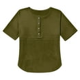 thumbnail image 4 of MIUOWANP Womens Half Sleeve Casual Shirt Women's 3/4 Casual Knit Top With Three-quarter Sleeve Patchwork Buttons Army Green XXL, 4 of 5