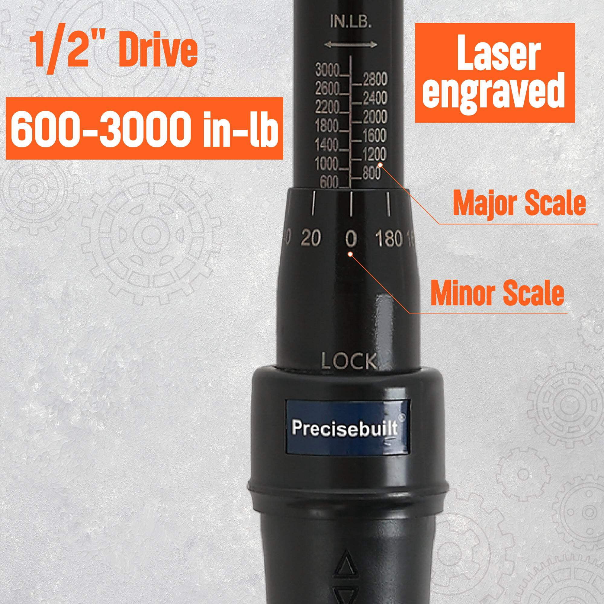 Precisebuilt 1/2" Drive 600-3000 in-lb Click Tech Torque Wrench