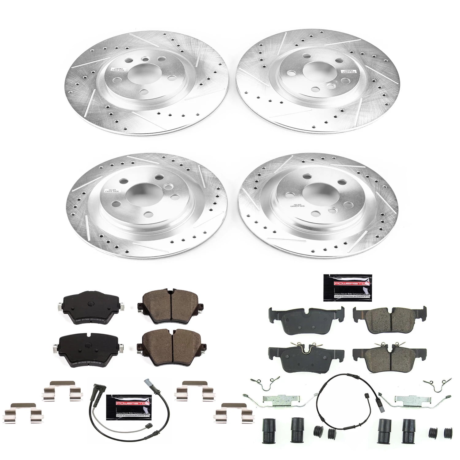 PowerStop Front and Rear Z23 Evolution Sport Carbon-Fiber Ceramic Brake Pad and Drilled & Slotted Rotor Kit Fits: BMW MINI COOPER Select Models K7916