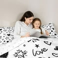 thumbnail image 4 of Manfei Stars Loves Print 7 Pieces Bedding Comforter Set,Graffiti Artwork Full Bedding Set,White Black Fitted Sheet Flat Sheet For Girls Kids,Ultra Soft Home Decor Reversible, 4 of 8