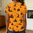 thumbnail image 4 of Halloween Tops for Women Short Sleeve Crewneck Witch Print T Shirts Funny Halloween Costume Party Top, 4 of 7