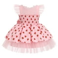thumbnail image 6 of IBTOM CASTLE Toddler Girls Birthday Dress Cow Strawberry Shiny Confetti Tulle Princess Party Dresses for Cake Smash Photo Shoot 12-18 Months Pink Strawberry, 6 of 8