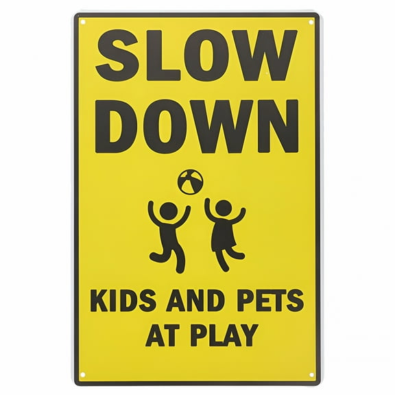 LAMIRO Street Sign Slow Down Road Sign Kids Play Caution Sign Metal Road Sign Traffic Street Sign,slow down kids at play sign,slow down signs,street signs