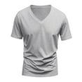 thumbnail image 5 of Gray Mens Work Out Gym Lounge Jogger Tshirts Short Sleeve Tee Tops for Mens V Neck Loose Fit Basic Summer Fall Tee Shirt 2025 Clothing Country Concert Y2K XL, 5 of 9