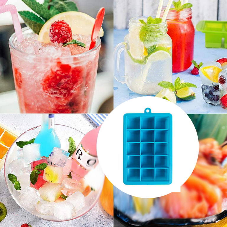 Sohindel Food Grade Silicone Ice Cube Mold Square Ice Cube Ice Cream Maker Kitchen Bar Drinking Accessories - Blue