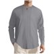 thumbnail image 2 of pstuiky camisa de manga larga para hombre, Camiseta deportiva informal de manga larga con botones y cuello redondo para hombre, color liso Tops de talla grande para hombre l, 2 of 9