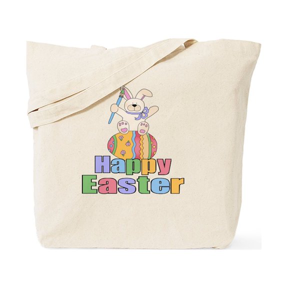 CafePress - Happy Easter Artist Bunny Tote Bag - Unisex Canvas Tote Bag, Beige, 1-Piece