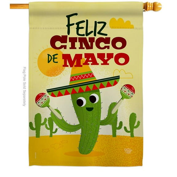 Ornament Collection H192058-BO Feliz Cinco de Mayo Summertime 28 x 40 in. Double-Sided Decorative Vertical House Flags for Decoration Banner Garden Yard Gift