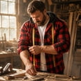 thumbnail image 5 of Big & Tall Men's Hooded Flannel Shirt Plaid Shacket Long Sleeve Button Down Workwear Jacket with Drawstring Hood for Hiking Winter Outdoors, Red, 5XL, 5 of 11