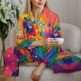 thumbnail image 6 of 2 Piece Womens Pajama Sets - Colorful Parrot Jungle Dream A Soft Sleepwear Comfy Pajamas Ladies Pj Lounge Sets with Pockets, Long Sleeve Button Shirt and Pajama Pants Pjs Sets for Women, 6 of 6