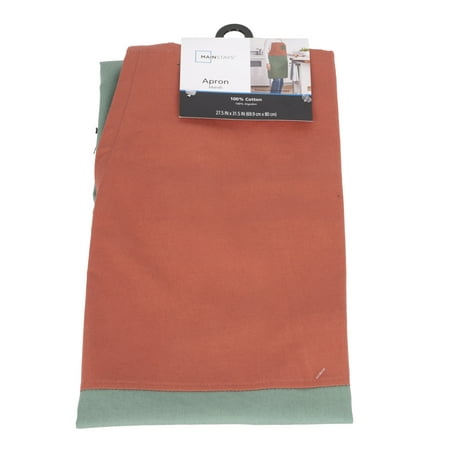 Mainstays Chef Kitchen Apron, 28 x 32 Two Tone Bib Apron with Pockets for Cooking, Baking, Gardening in Red