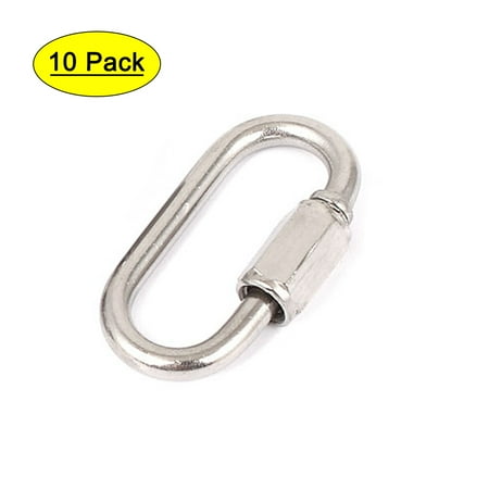 Unique Bargains 4mm Thickness 304 Stainless Steel Quick Links Carabiners 10 Pcs