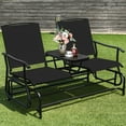 thumbnail image 1 of Gymax Patio 2-Person Glider Rocking Chair Loveseat Garden w/ Tempered Glass Table Black, 1 of 10