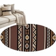 thumbnail image 2 of 3ft Round Rug, Brown Boho Non-Skid Rubber Backing Large Area Rugs - Living Room Bedroom Home Office, Vintage Ethnic Tribe Retro Abstract Art Indoor Floor Mat Carpets Washable Rug, 2 of 9
