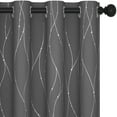 thumbnail image 3 of Deconovo Silver Printed Blackout Curtains - 2 Panels, Wave Dots Pattern, Grommet Top, 52"x95", Thermal Insulated Drapes for Bedroom & Living Room, Gray, 3 of 8