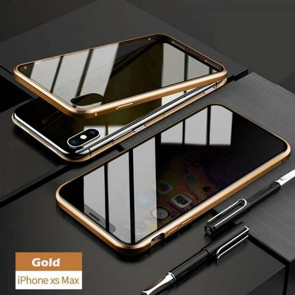 Brand Clearance! Anti-Peeping  Case Clear Double Sided Tempered Glass Privacy Magnetic CaseMetal Bumper Cover 360 Full Protective Phone Screen Protector For  X XS MAX XR Cases