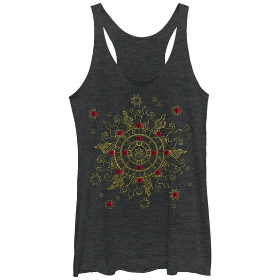 Women's Lost Gods Astrological Calendar Racerback Tank Top Black Heather Medium