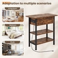 thumbnail image 2 of End Table with Charging Station, Flip Top Side Table with USB Ports and Outlets, 3-Tier Storage End Table for Small Spaces, Living Room, Bedroom, Brown, 2 of 8