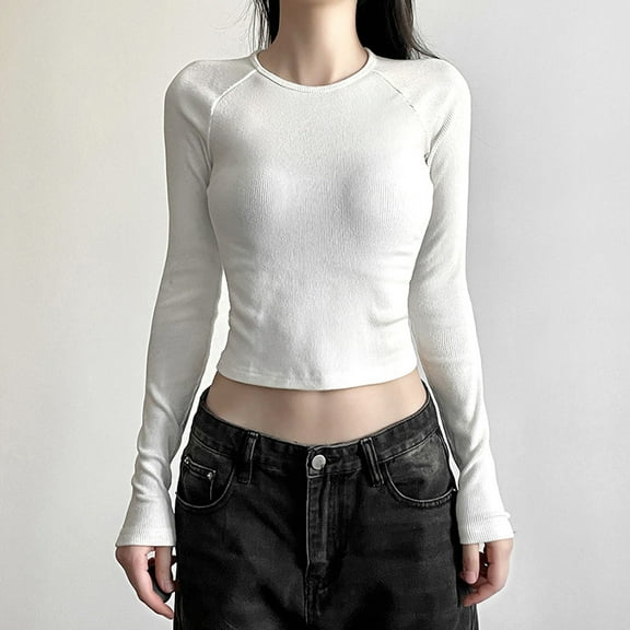 Fashion Print Long Sleeve T-shirts Women Streetwear Casual Gothic O-neck Bottoming Tops Y2K Slim Basic Pullovers