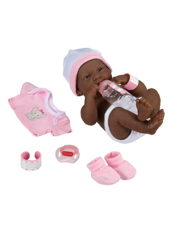 My Sweet Love Baby's First Day, 10 Pieces,  African American Doll Pink Playset, Featuring Realistic and Washable 15 inch Newborn Doll, Ages 2+