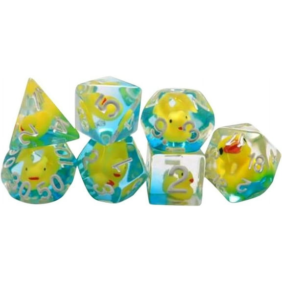WCX 7Pcs Acrylic Dices Filled with Ducks Animal Polyhedral Dices for Bar Card Games Card Game Table Game Role Playing Game-0614