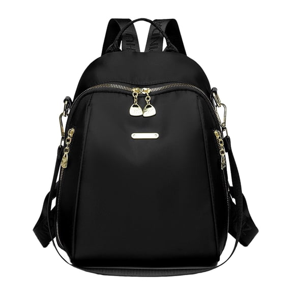 FUZHIQ Womens Nylon Backpack Purse Convertible Shoulder Bag Anti Theft Multi Pocket Casual Daypack for Work Travel Shopping Daily Commute, Black