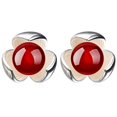 thumbnail image 2 of Jiaroswwei Flower 925 Sterling Silver Ear Studs Rhinestone Ball Earrings Wedding Jewelry, 2 of 8