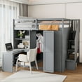 thumbnail image 4 of Full Size Loft Bed with Wardrobe,Desk and Shelves,Grey, 4 of 6