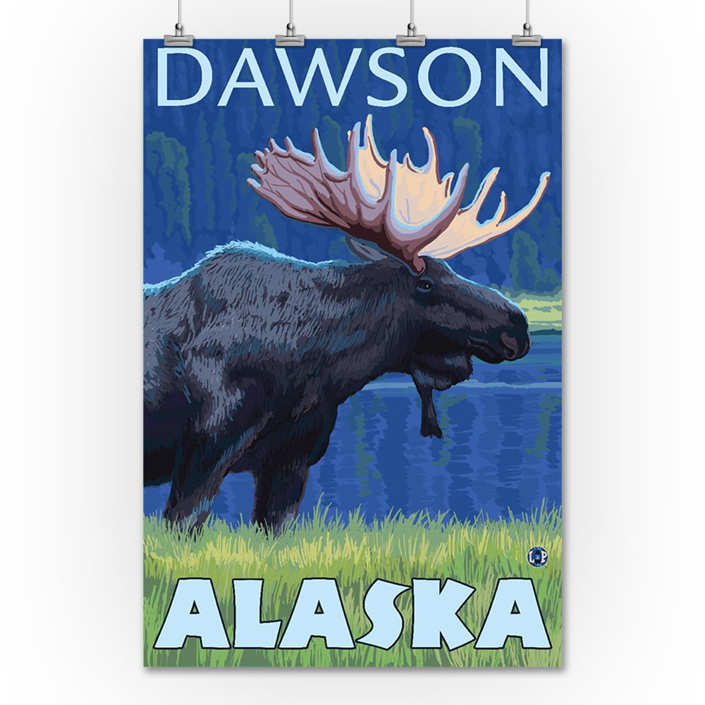 Alaska Moose Air Vintage United States Amerca Travel Advertisement Art Poster 