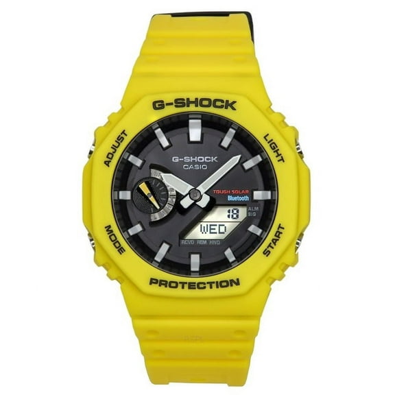 Casio G-Shock Mobile Link Analog Digital Yellow Resin Strap Black Dial Solar GA-B2100C-9A 200M Men's Watch