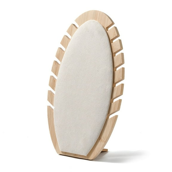 Wood with Velvet Necklace Organizer Display Stands Oval Gainsboro 1.1x16x27cm 1pc