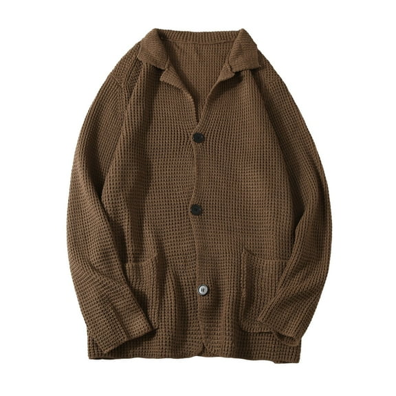 Vedolay Men's Cardigan Solid Color Sweaters Casual Open Front Cardigan Sweater Khaki,2XL