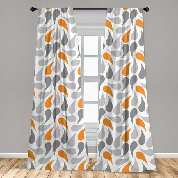 Geometric Curtains 2 Panels Set Cultures Motif Traditional Teardrop Pattern Vintage Palette Window Drapes For Living Room Bedroom 56 W X 63 L Orange Grey White By Ambesonne Walmart Com Walmart Com
