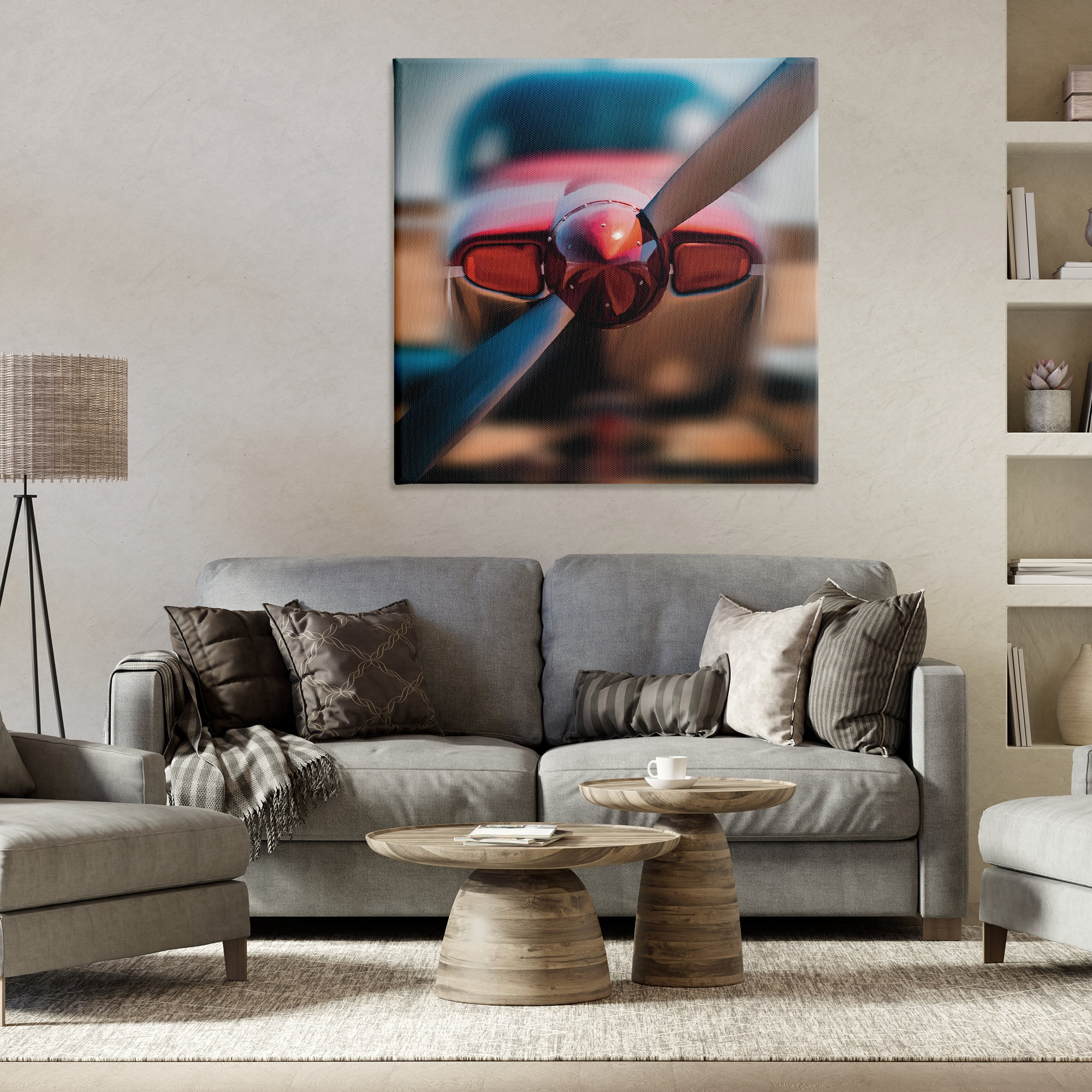 Stupell Industries Red Aircraft Propeller Canvas Wall Art, design by Renel Peters