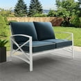 thumbnail image 2 of Afuera Living Taditional Outdoor Steel Metal Loveseat in White with Navy Cushion, 2 of 10