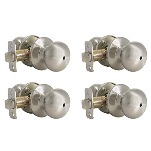 4 Pack Privacy Door Knob For Bathroom And Bedroom Door Keyless Interior Door Lockset In Satin Nickel Round Door Knob With Lock Walmart Com Walmart Com