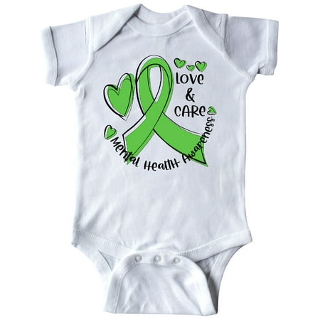 

Inktastic Love and Care Mental Health Awareness Green Ribbon Gift Baby Boy or Baby Girl Bodysuit