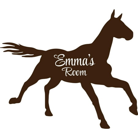 Childrens Wall Decor Personalized Name Vinyl Decal Sticker Custom Wall Art Personalization Decor Childrens Bedroom Horse Animal Farm Western Mural 12X14 Inches ()