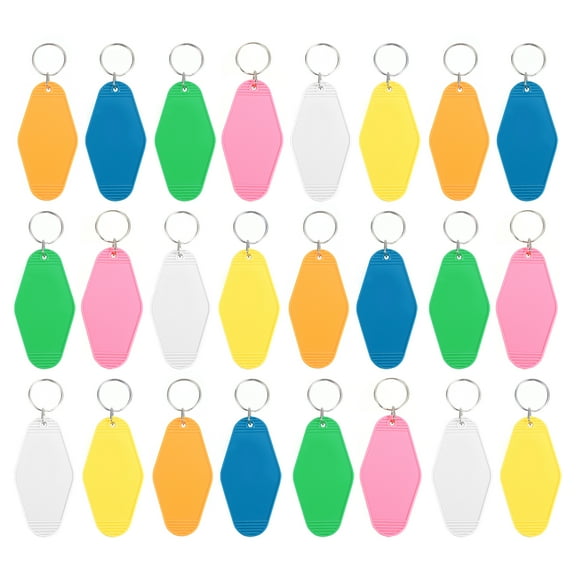 Vintage Motel Keychain Bulk Blank Hotel Keychains Rhombus Retro Key Tag, Assorted Color, 24 Pack
