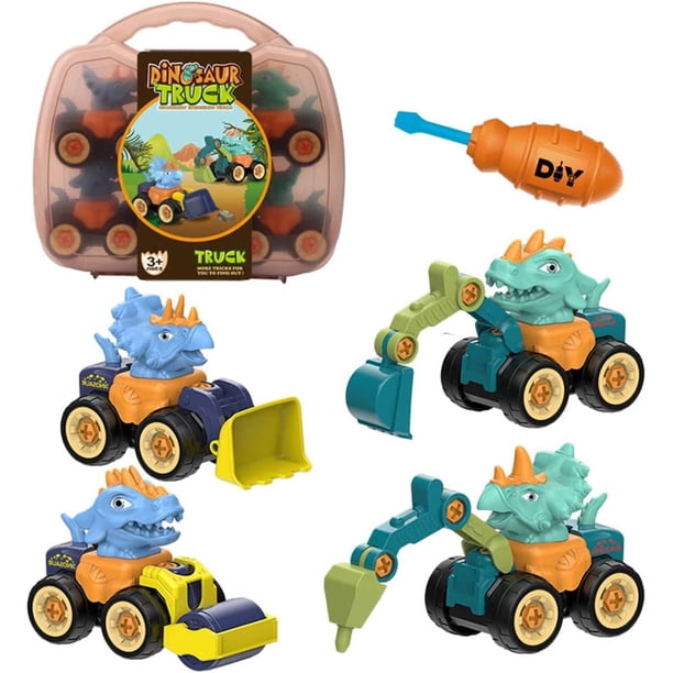 DIY Unpack Dinosaur Construction Truck Car Toy, STEM Montessori Dinosaur Construction Excavator Vehicle Playset, el mejor juguete de regalo para niños 3 4 5 6 7 8th Birthday WD.WDQZL Hogar