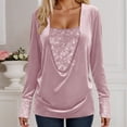thumbnail image 2 of Womens Glitter Tops 2026 Spring Trendy Y2K Long Sleeve V Neck Loose Velvet Sequin Patchwork T Shirts Rave Outfit, 2 of 8