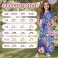 thumbnail image 7 of Uourmeti Girls Summer Maxi Dresses Crew Neck Short Sleeve Casual Flowy Tiered Long Dress with Pockets (Sea Turtle Flower), Size 11-12 Years, 7 of 7