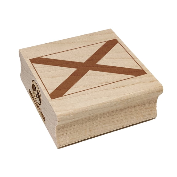 Alabama State Flag Square Rubber Stamp Stamping Scrapbooking Crafting - Large 2.75in