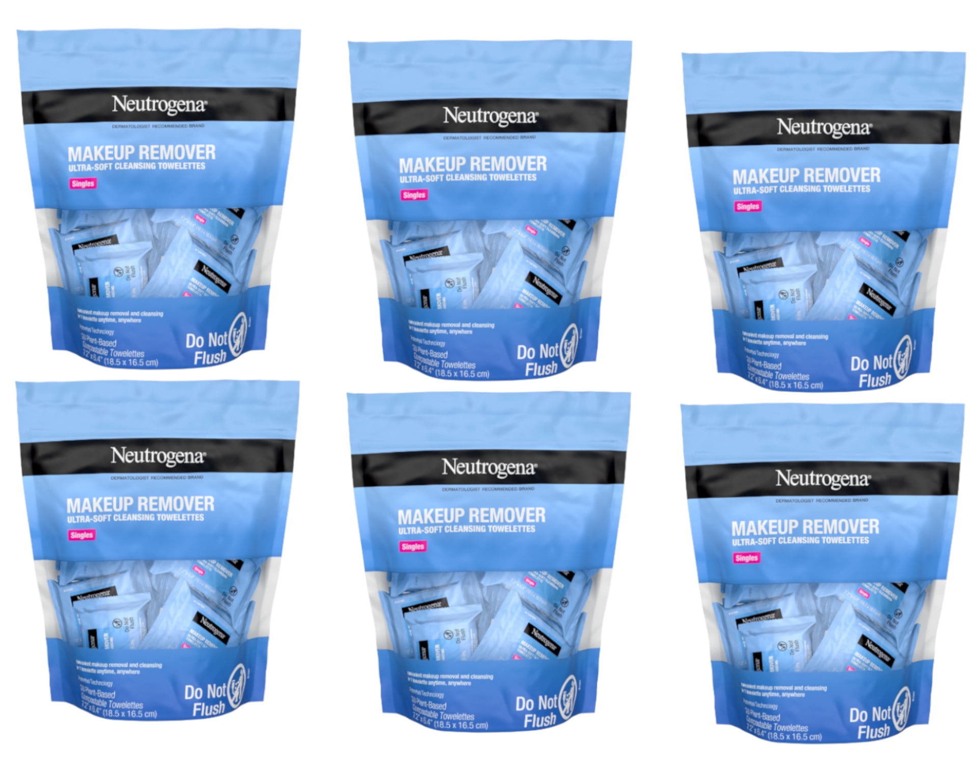 Neutrogena Makeup Remover Cleansing Singles, Face to Remove Dirt, Oil, Makeup & Waterproo (Pack of 6) Walmart.com